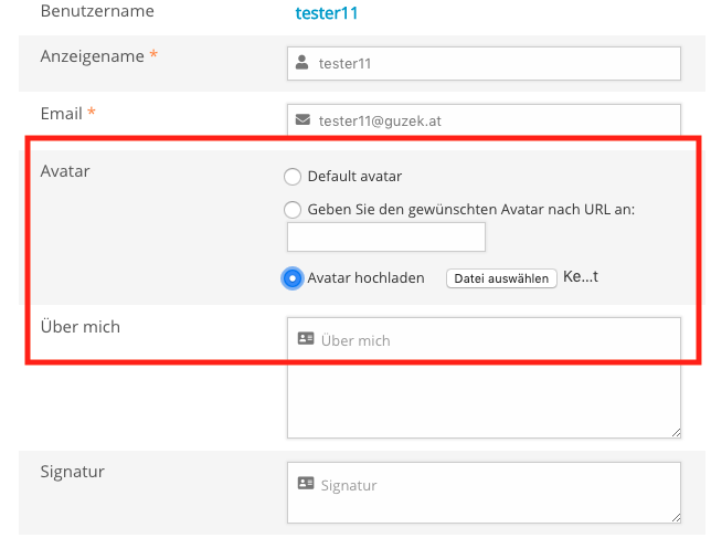 Avatarbild einstellen - das Bild in Ihrem Forumsprofil