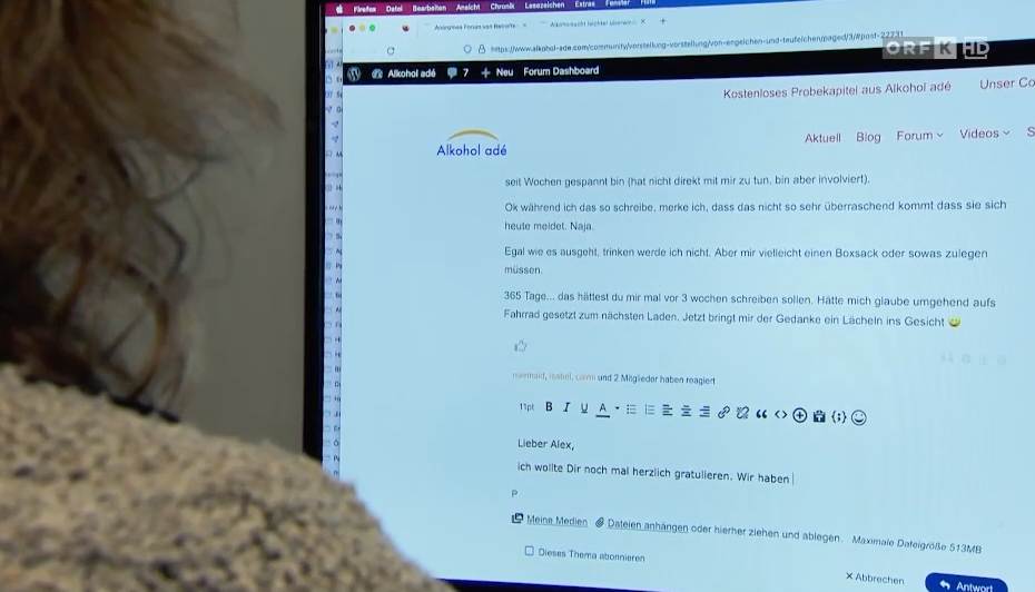 ORF: Reportage über Gaby Guzek und Alkohol adé