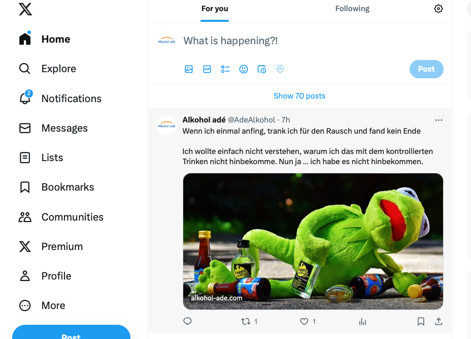 Alkohol adé in den sozialen Medien