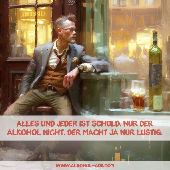 Alles und jeder ist Schuld. Nur der Alkohol nicht. Der macht ja nur lustig.