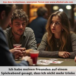 Ich habe meinen Freunden auf einem Spieleabend gesagt, dass ich nicht mehr trinke