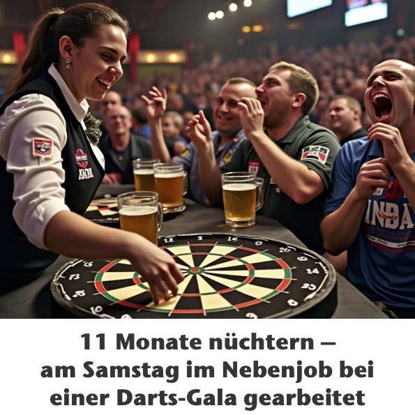 11 Monate nüchtern – am Samstag im Nebenjob bei einer Darts-Gala gearbeitet