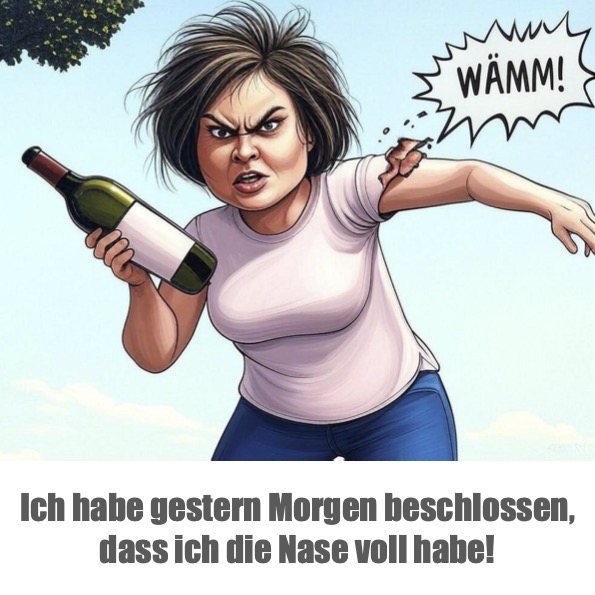 Ich habe gestern Morgen beschlossen, dass ich die Nase voll habe