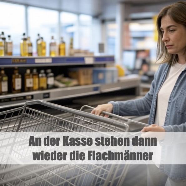 An der Kasse stehen dann wieder die Flachmänner