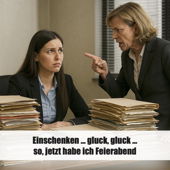 Einschenken… gluck, gluck… so, jetzt habe ich Feierabend
