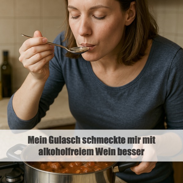 Mein Gulasch schmeckte mir mit alkoholfreiem Wein besser
