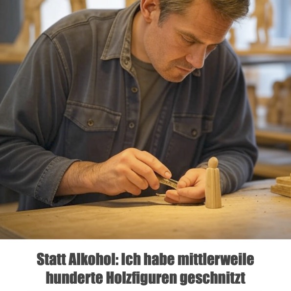 Statt Alkohol: Ich habe mittlerweile  hunderte Holzfiguren geschnitzt
