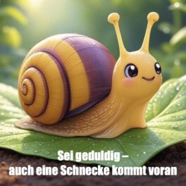 Sei geduldig auch eine Schnecke kommt voran