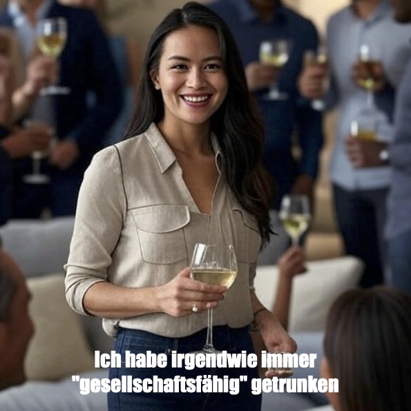 Ich habe irgendwie immer "gesellschaftsfähig" getrunken, nie was anderes als Weißwein.