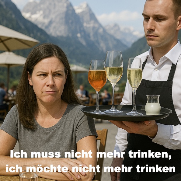 Ich lebe seit dem ersten abstinenten Tag mit der Einstellung: Ich muss nicht mehr trinken, ich möchte nicht mehr trinken.
