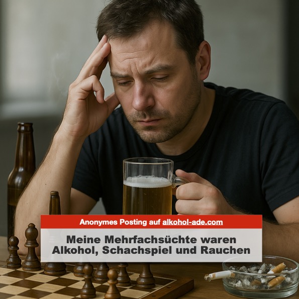 Von Anbeginn ging ich ohne ärztliche Unterstützung in die Abstinenz mit Schachspiel und Alkohol.