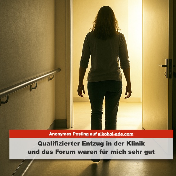 Mir persönlich hat der qualifizierte Entzug in einer Klinik sehr gut getan, alleine durch den Abstand zum Alltag.
