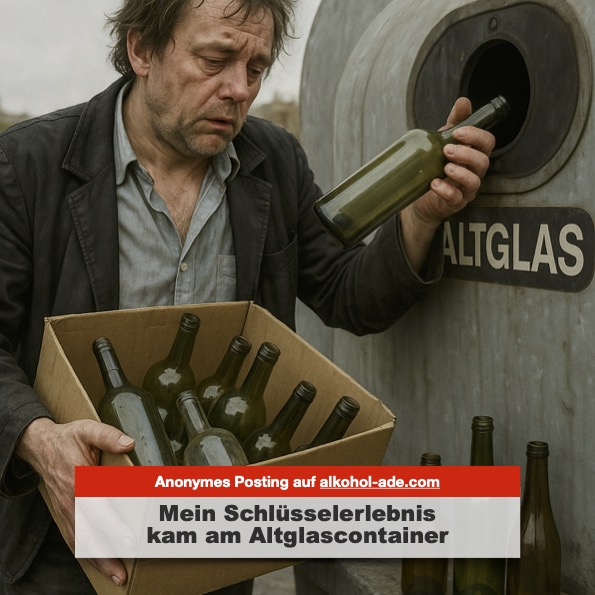 Ich ging dann morgens vollkommen derangiert ein Konterbier kaufen und brach innerlich wenig später beim symbolischen Abfallentsorgen am Container zusammen.