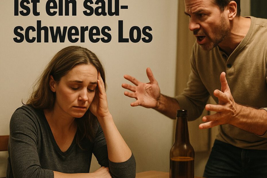 Mann redet aggressiv auf eine erkennbar geschaffte Frau ein.