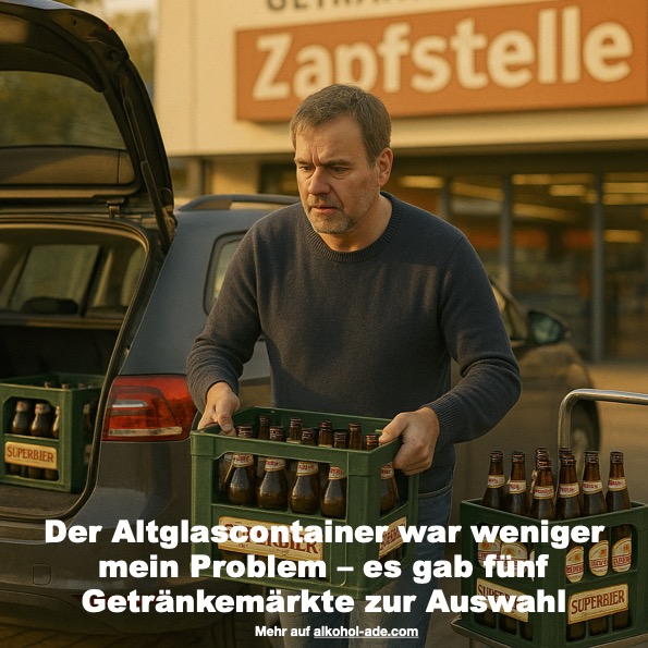 Mann verlädt Bierkästen vor einem Getränkemarkt