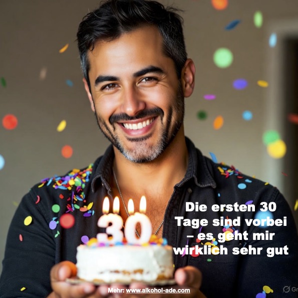 Mann mit Torte, darauf eine "30"