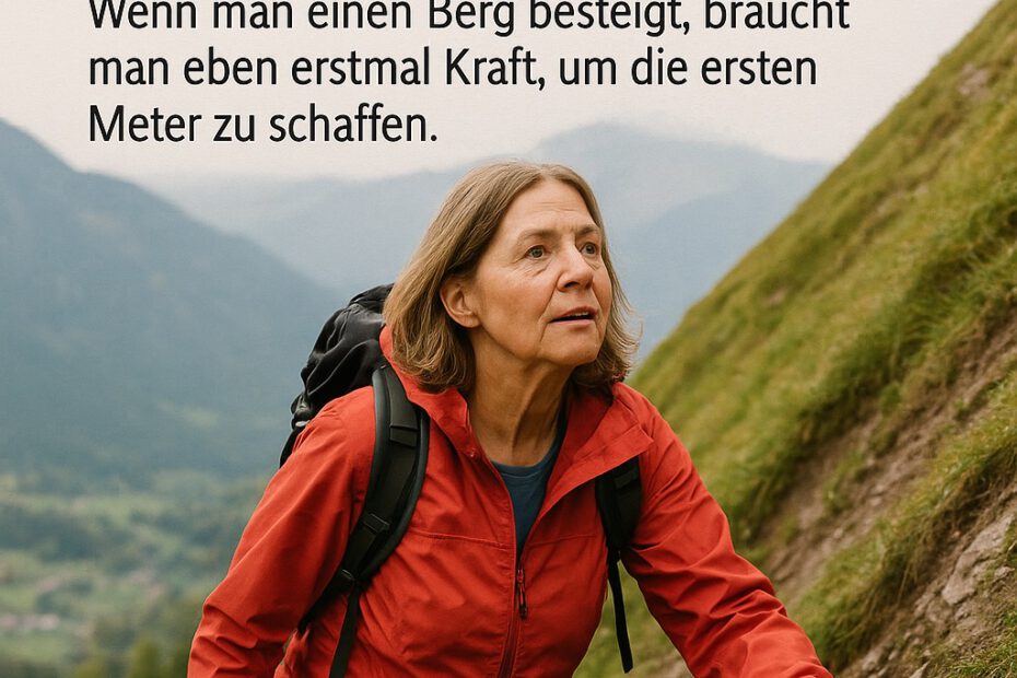 Frau besteigt einen Berg