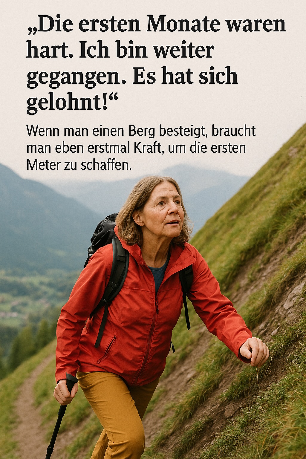 Frau besteigt einen Berg