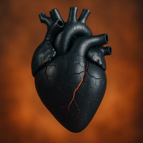 Schwarzes Herz als Symbol für Schaden durch alkoholische Kardiomyopathie
