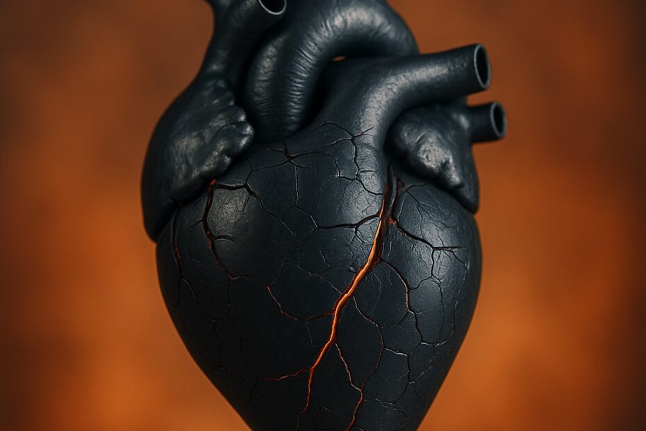 Schwarzes Herz als Symbol für Schaden durch alkoholische Kardiomyopathie