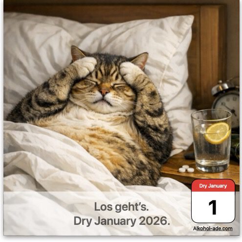 KI-Bild: Kater liegt im Bett und hält sich den Kopf. Symbolisiert den Alkohol-Kater.