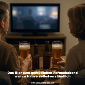 Ehepaar sitzt vorm TV und trinkt