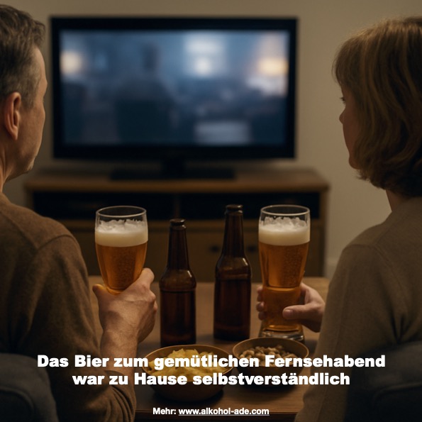 Ehepaar sitzt vorm TV und trinkt