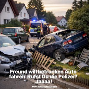 Unfallszene mit Polizei in einem Siedlungsgebiet