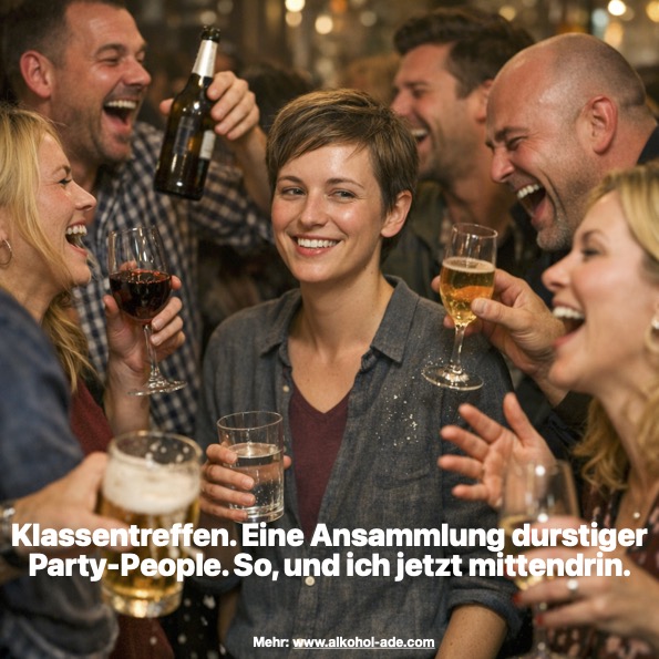 Partyszene. Eine Frau trinkt Wasser statt Alkohol.