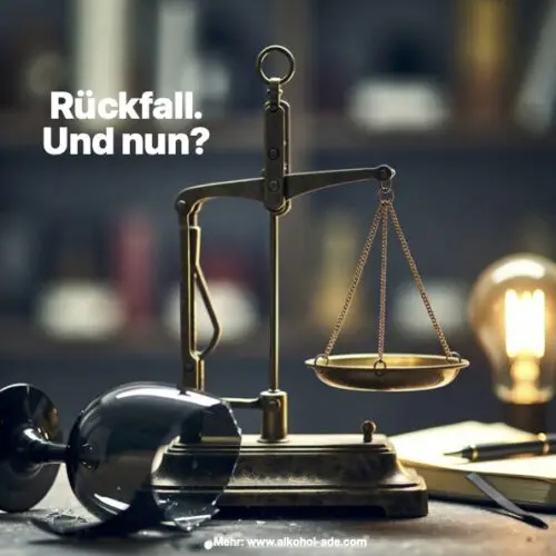 Eine alte Apothekerwaage in der Mitte. Links ein zerbrochenes Weinglas (dunkel, dramatisch), rechts ein Notizbuch mit Stift und einer Glühbirne darüber (Licht, Erkenntnis). Die Waage ist leicht zur rechten Seite geneigt → zeigt: Lernen wiegt schwerer als der Ausrutscher.
