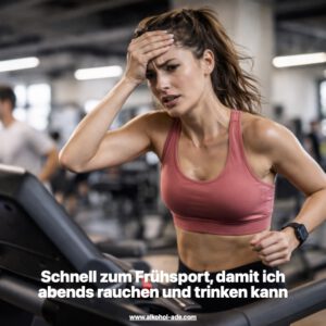 Frau auf dem Laufband, gestresst