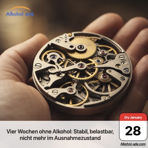 Hand hält ein freiliegendes Uhrwerk