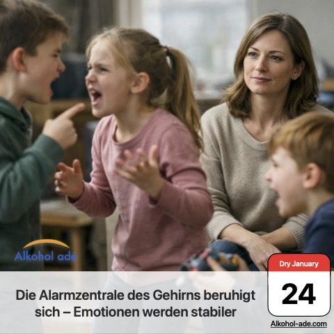 Frau schaut gelassen und ruhig streitenden Kindern zu