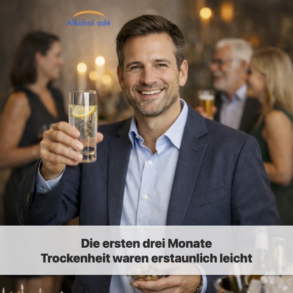 Mann stößt mit einem Glas Wasser an