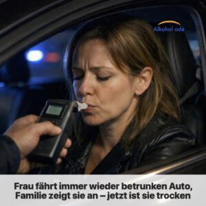 Frau in Ihrem Auto beim Atemtest durch die Polizei