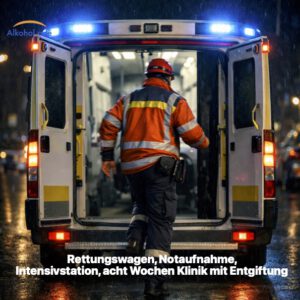 Rettungssanitäter steigt von hinten in einen Rettungswagen