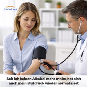 Arzt misst Blutdruck bei einer Patientin