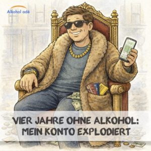 Karikatur: Mann sitz in einem thronähnliche Stuhl in Pelzmantel und mit Goldkette um den Hals, ihm quellen Kreditkarten und Geldscheine aus der Manteltasche