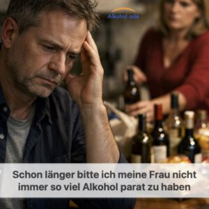 Mann dreht den Kopf weg, während seine Frau im Hintergrund Alkohol und Knabberkram auspackt
