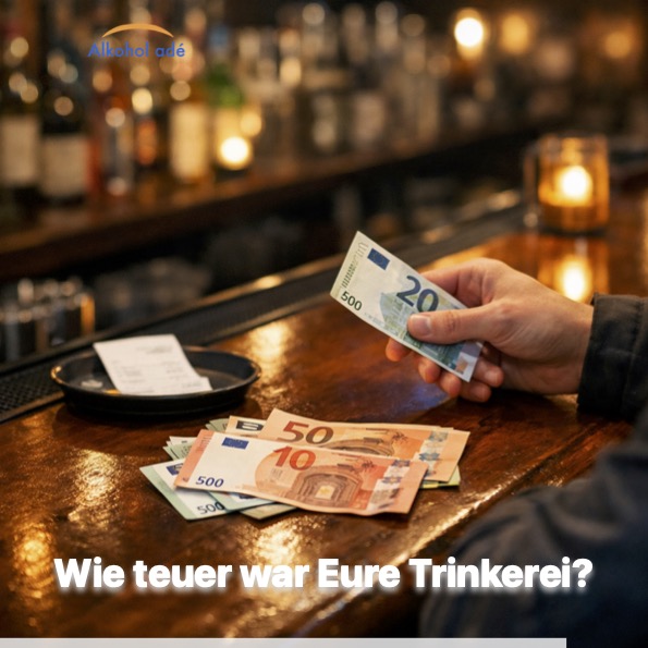 Eine Hand legt Geldscheine auf den Tresen einer Bar