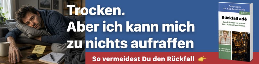 Mann liegt schlapp auf dem Sofa - Teil einer Anzeigenserie für das Buch "Rückfall ade"