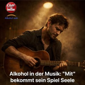 Mann spielt konzentriert Akustikgitarre in warmem Bühnenlicht, leicht nach vorne gebeugt, mit geschlossenen Augen und intensiver, emotionaler Ausstrahlung.