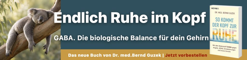 Koala schläft auf einem Baum. Ad für das Buch So kommt der Kopf zur Ruhe