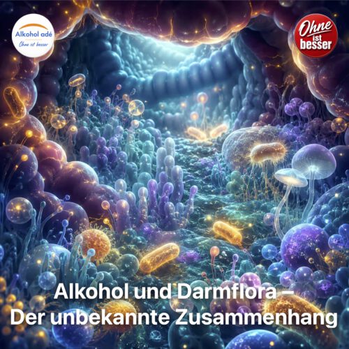 Künstlerische Darstellung der Darmflora: Eine leuchtende, biolumineszente Mikrokosmoslandschaft — wie ein Korallenriff in Miniatur, warm und lebendig. Sanfte organische Formen in Türkis, Violett und warmem Gold, die an Bakterienkolonien erinnern ohne explizit wissenschaftlich zu wirken.
