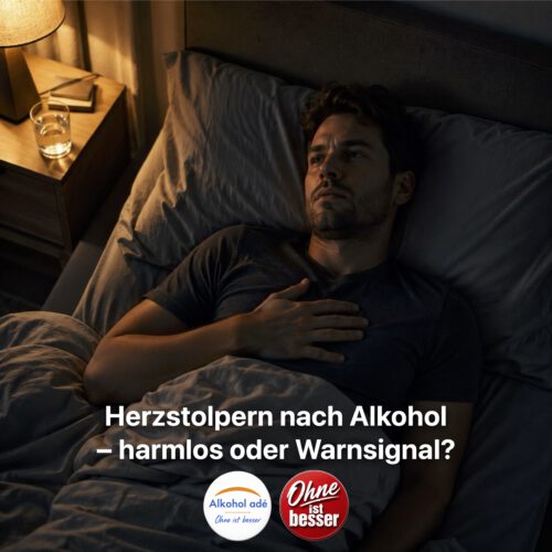 Mann liegt nachts wach – Herzstolpern nach Alkohol