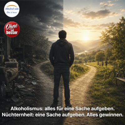 Mann am Scheideweg: Weitertrinken oder aufhören?