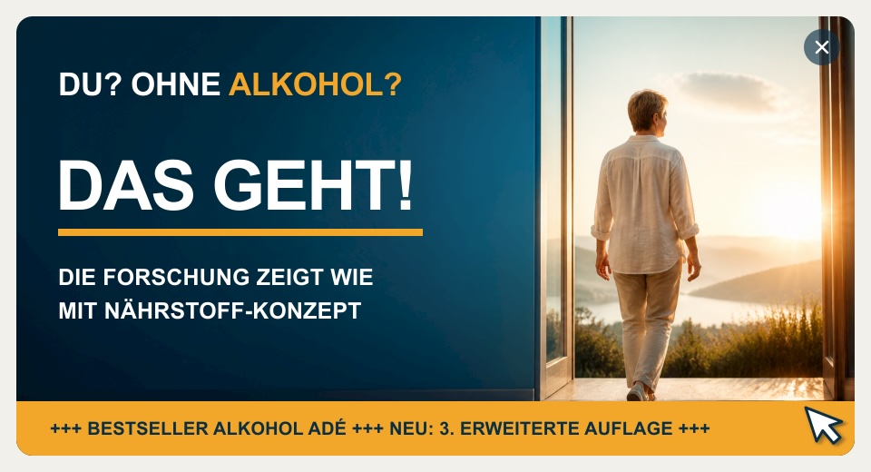 Anzeige für die dritte erweiterte Auflage des Buchs Alkohol ade
