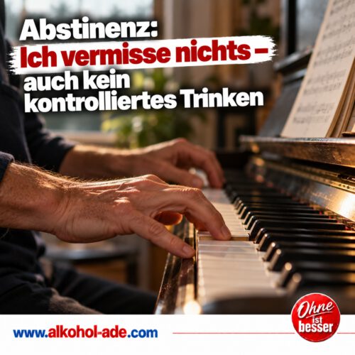 Hände auf Klaviertasten, der kleine Finger greift eine Taste – Leben in Abstinenz